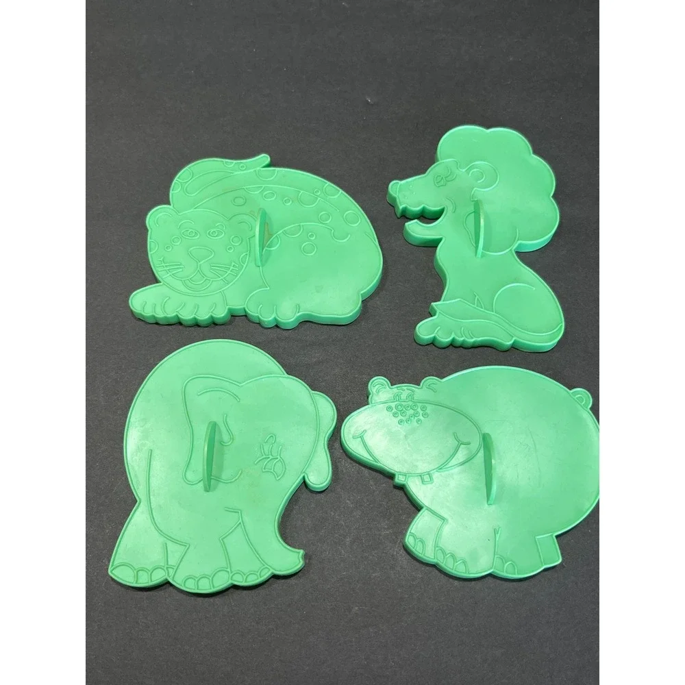 Vintage 1990 Wilton Zoo Animal Cookie Cutter Set Green Lion Elephant Hippo